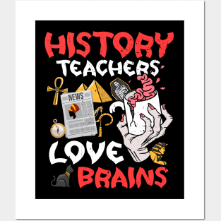 History Teachers  Love Brains Halloween Teachers Teaching Coffee Posters and Art